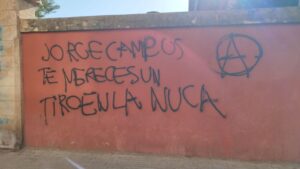 Grafiti contra Jorge Campos en s'Escorxador