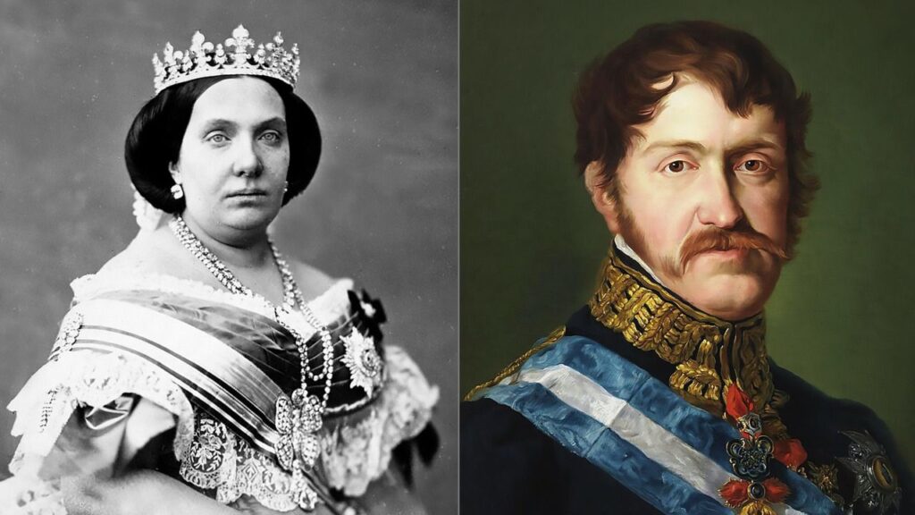 La reina Isabel II y el pretendiente al trono Carlos María Isidro