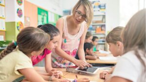 clase aula alumnos tablet