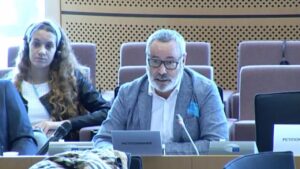 Alfonso Rodr&iacute;guez, presidente de Consubal, en una comparecencia en el Parlamento Europeo.