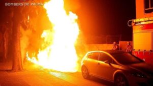 fuego piromano contenedores palma