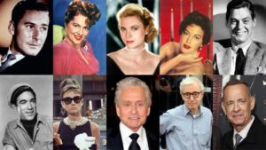 Errol Flynn, Joan Fontaine, Grace Kelly, Ava Gadner, Johnny Weissm&uuml;ller, Anthony Quinn, Audrey Hepburn, Michael Douglas, Woody Allen y Tom Hanks