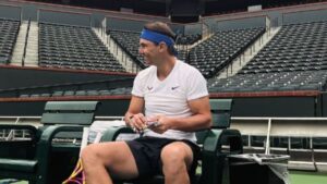 Rafa Nadal, durante un entreno en Indian Wells 2024.