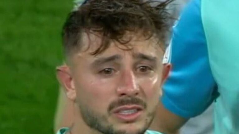 Instantánea de Pablo Maffeo, llorando tras la final de la Copa del Rey.