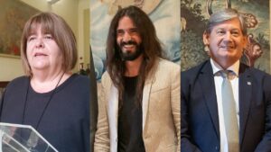 Xelo Huertas, Balti Picornell y Vicen&ccedil; Thom&agrave;s, expresidentes del Parlament de les Illes Balears.