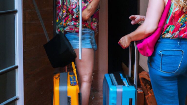 turistas llegando con maletas a un piso alquilado
