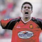 Carlos Domínguez tras marcar el primer gol de la historia en Son Moix