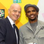Infantino, presidente de la FIFA, y Eto'o hace un año en el Mundial femenino