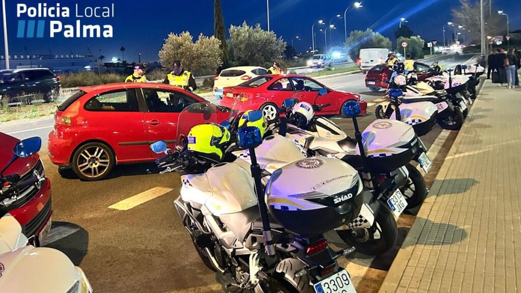 Agentes de Policía Local, durante uno de estos controles en Palma.