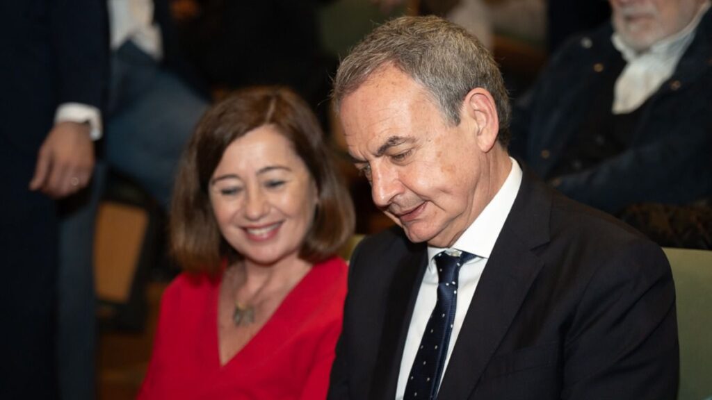 Francina Armengol y José Luis Rodríguez Zapatero, en el homenaje al expresidente Antich.
