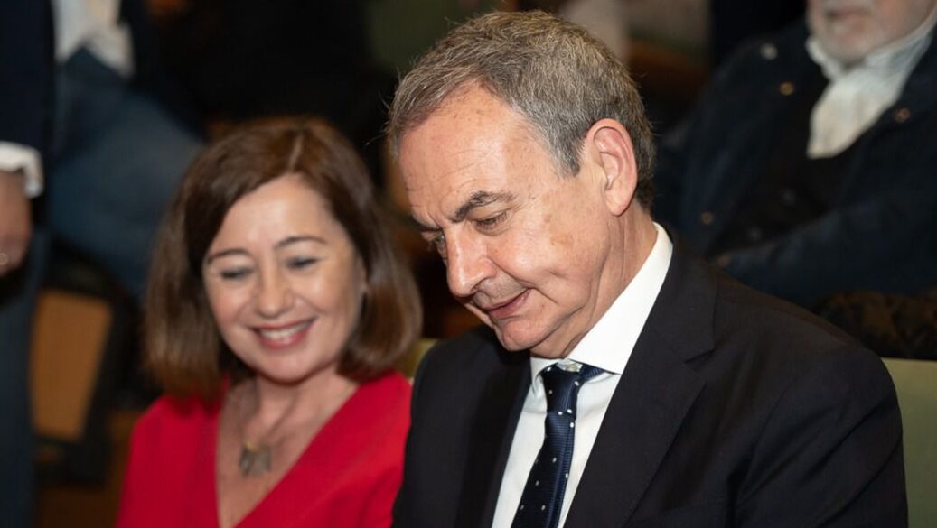 Francina Armengol y Jos&eacute; Luis Rodr&iacute;guez Zapatero, en el homenaje al expresidente Antich.