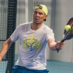 Rafa Nadal, durante el partido de pádel de este martes.