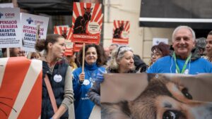 Varios manifestantes durante la protesta este mi&eacute;rcoles.