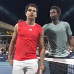 Munar y Monfils, en el saludo al final del encuentro.