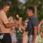 Instantánea del Masters de Augusta en la que aparece en gesto de Justin Rose.