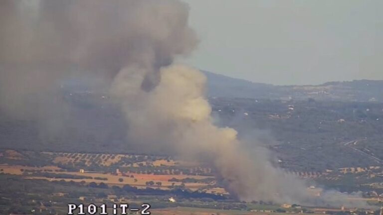 Declarado un incendio forestal fuera de control en una zona habitada de Sant Jordi