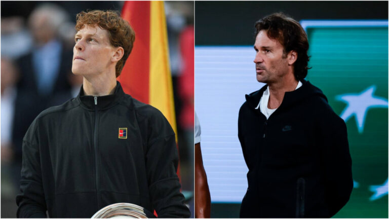 Jannik Sinner (izquierda) y Carlos Moyá (derecha).