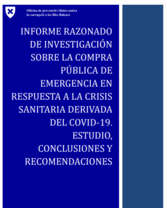 Informe razonado de investigación sobre la compra pública de emergencia en respuesta a la crisis sanitaria derivada del COVID-19. Estudio, conclusiones y recomendaciones