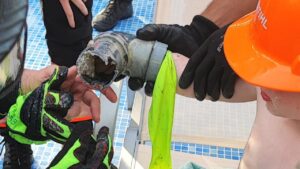 Un ni&ntilde;o queda atrapado en el skimmer de una piscina de Can Picafort