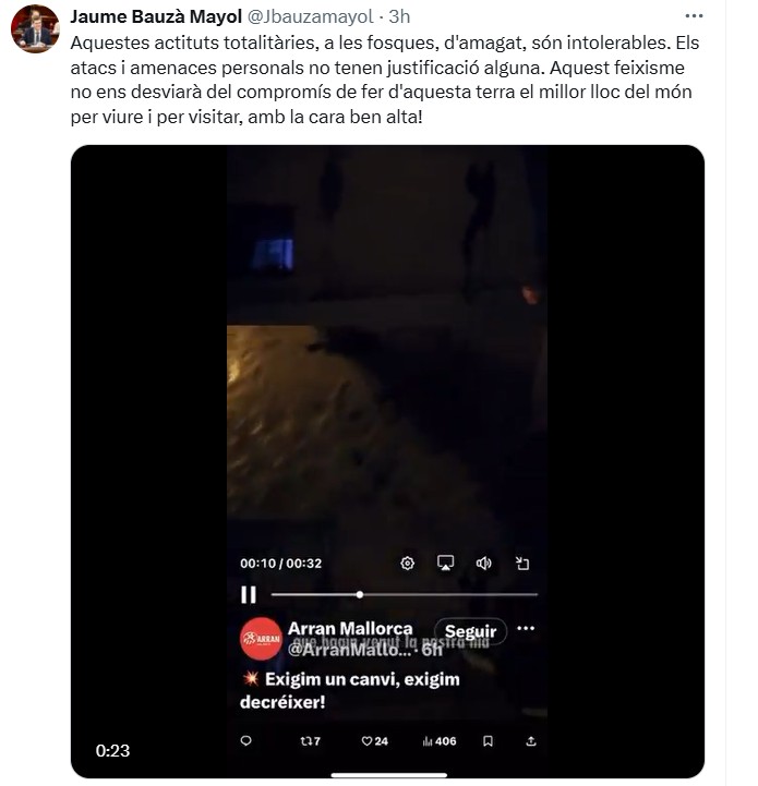 Reacción conseller turismo vídeo Arran Reacción conseller turismo vídeo Arran