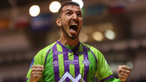 Marcelo celebra un gol en un partido de Champions en Son Moix