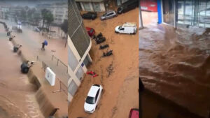 Imágenes de inundaciones en Ibiza provocadas por el exhuracán 'Gabrielle'. Fuente: R.M.