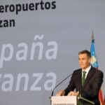 Pedro Sánchez durante la presentación de la propuesta de inversiones de Aena para los aeropuertos españoles.