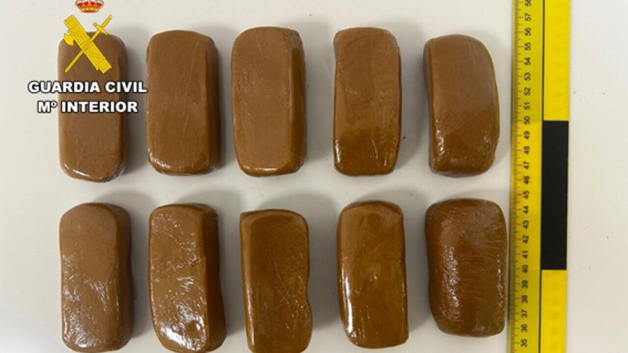 Los diez paquetes de hachís intervenidos en el envío