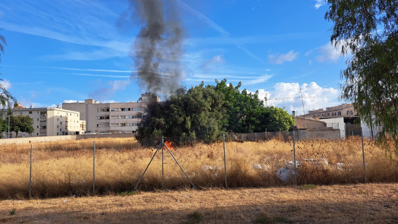 Alarma por un incendio en un solar en Nou Llevant