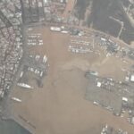 Vista aérea de la inundación en Ibiza tras lluvias torrenciales