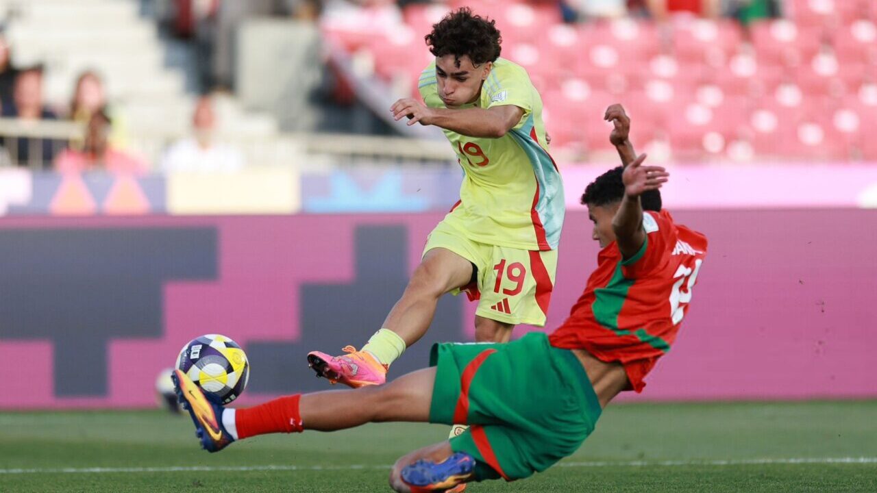 Jan Virgili en acci&oacute;n durante el Mundial sub-20 contra Marruecos