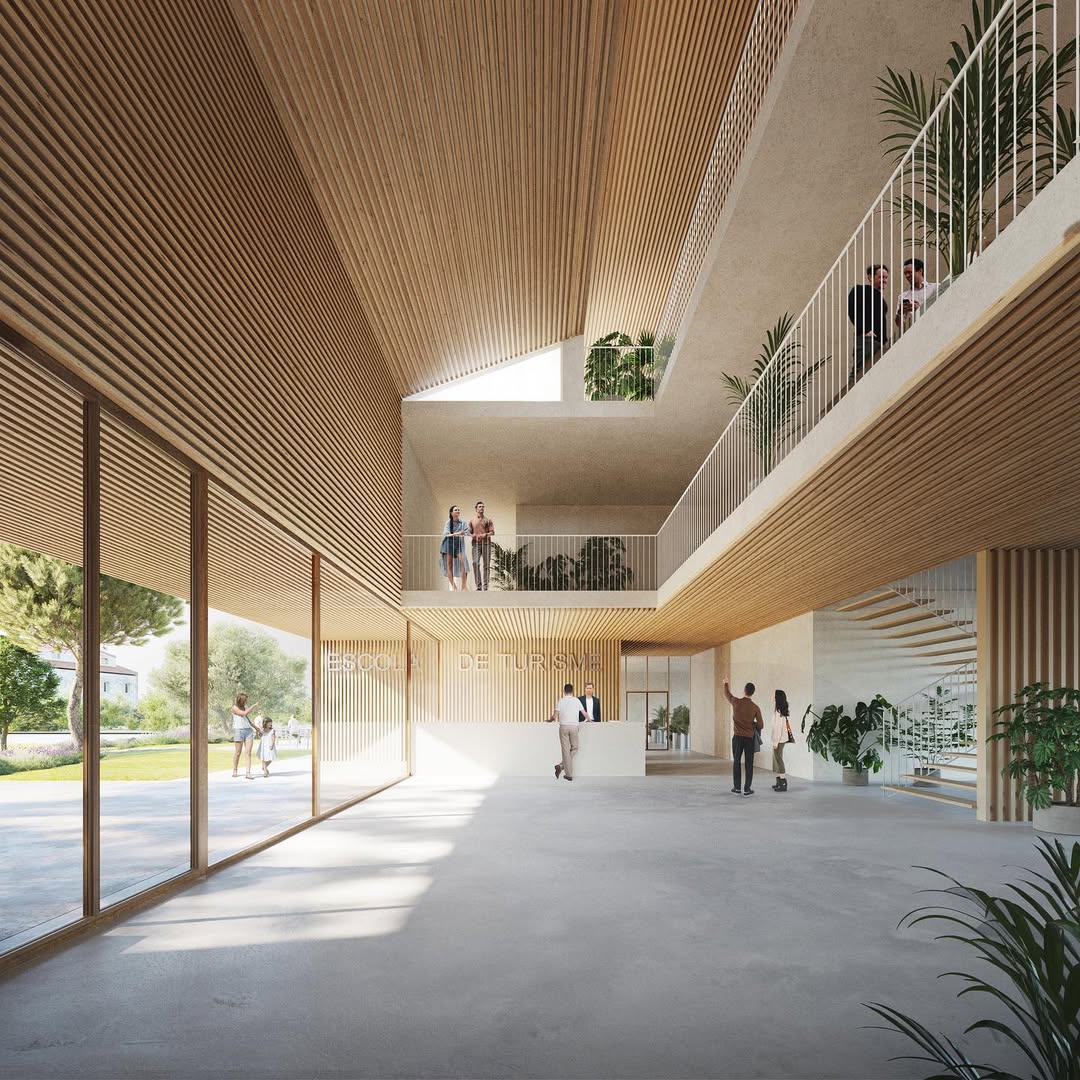 Interior moderno de la residencia de estudiantes en Sa Coma, Ibiza.