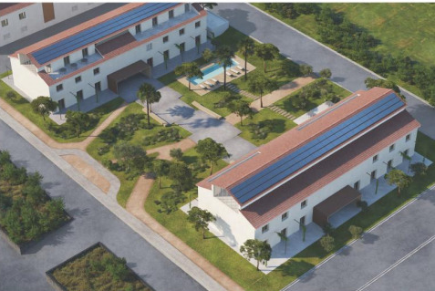 Vista aérea de la nueva residencia de estudiantes en Sa Coma, Ibiza.