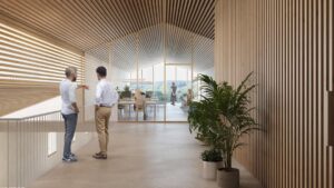 Interior moderno de la residencia de estudiantes en Sa Coma, Ibiza