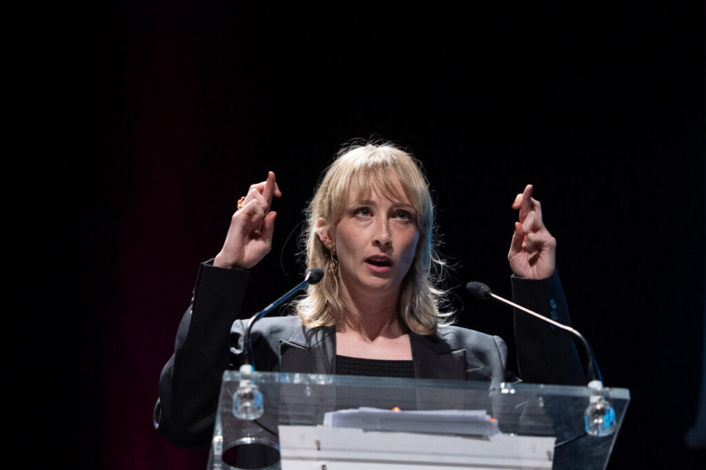 Ingrid García Jonsson durante su discurso en el festival de cine