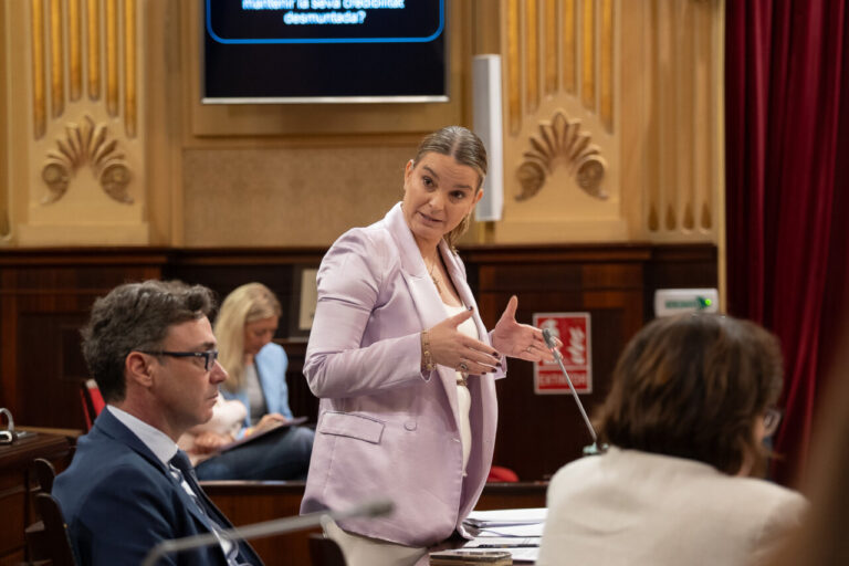 Mujer hablando en el parlamento durante una sesión