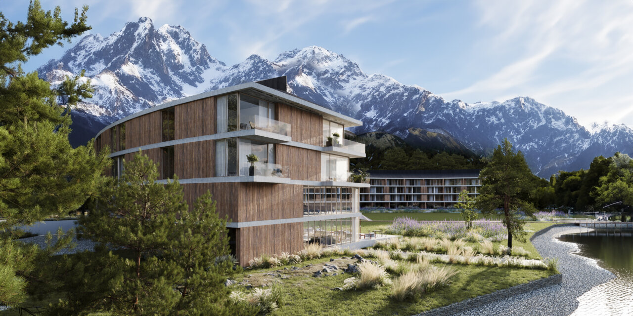 Vista exterior del nuevo hotel The Meliá Collection en la Patagonia Argentina