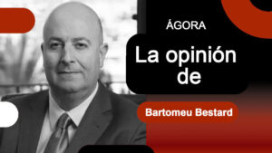 Retrato de Bartomeu Bestard en un fondo gráfico