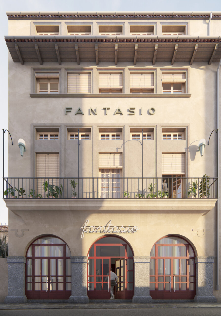 Fachada del antiguo cine Fantasio en Sóller, rehabilitado para viviendas sociales.