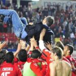Celebración del equipo RCD Mallorca tras un partido importante en 2012
