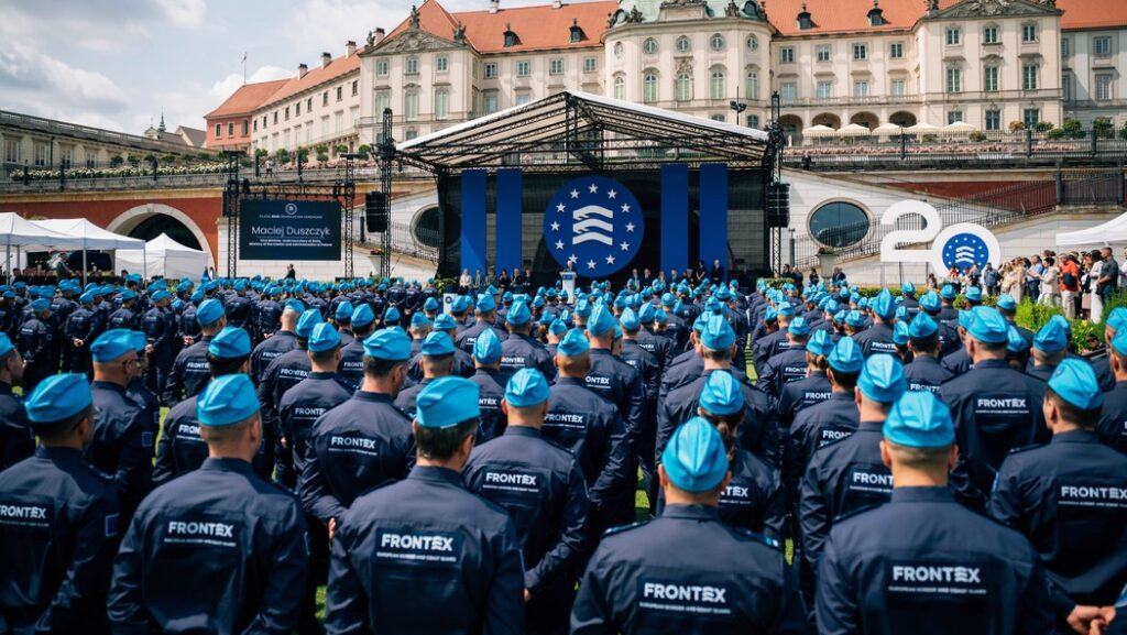 Ceremonia de graduación de Frontex con agentes uniformados