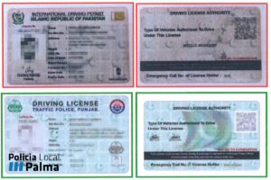 Permisos de conducción falsos presentados por un conductor detenido.