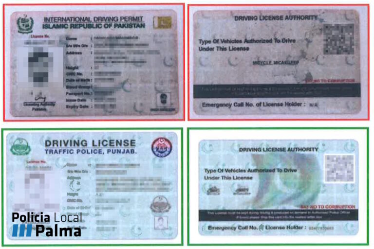 Permisos de conducción falsos presentados por un conductor detenido.