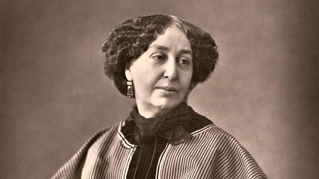 Retrato de la escritora francesa George Sand con peinado característico.