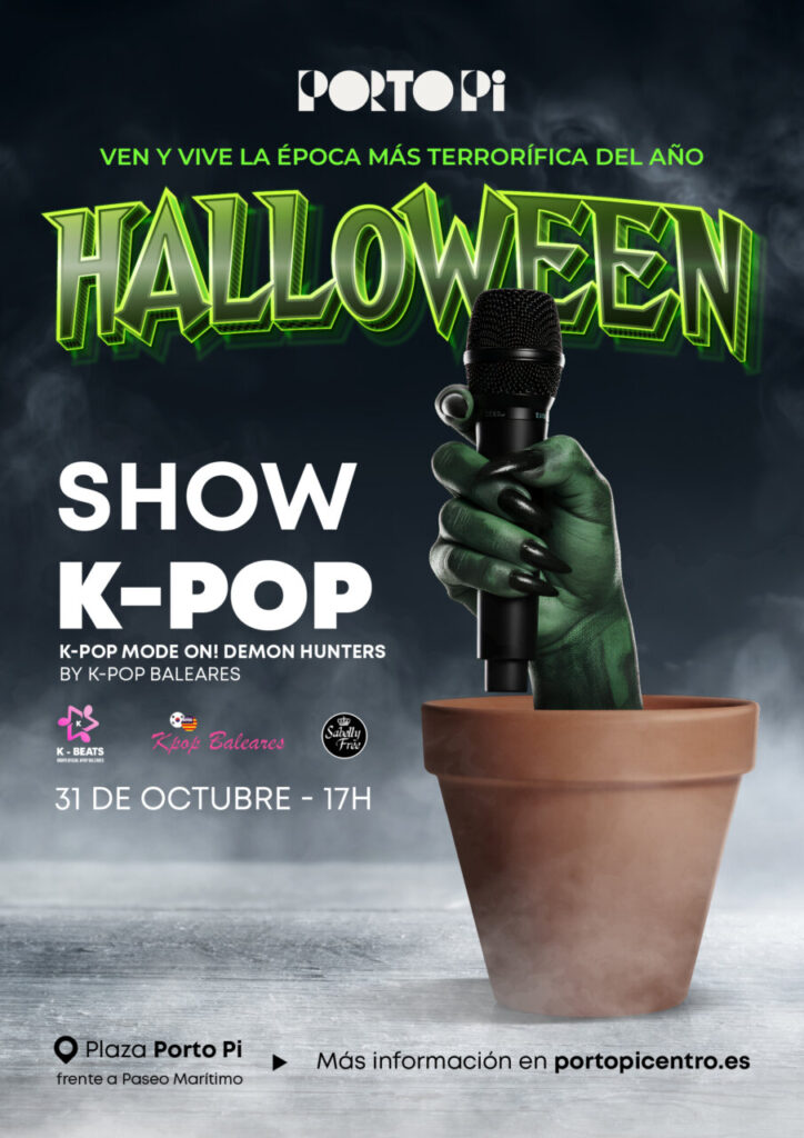 Cartel del evento de Halloween en Porto Pi con temática K-Pop