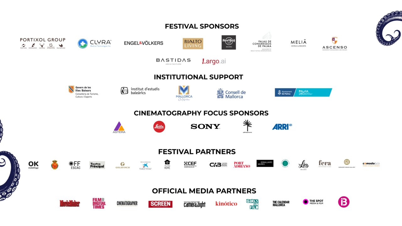 Logos de patrocinadores y apoyo institucional del festival de cine en Mallorca.