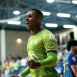 Jugador del Illes Balears Palma Futsal celebrando un gol en el Pabellón Galatzó