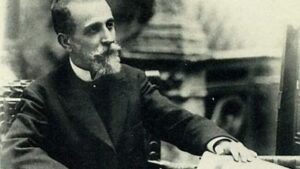 Retrato de Joan Alcover, poeta y político mallorquín destacado.