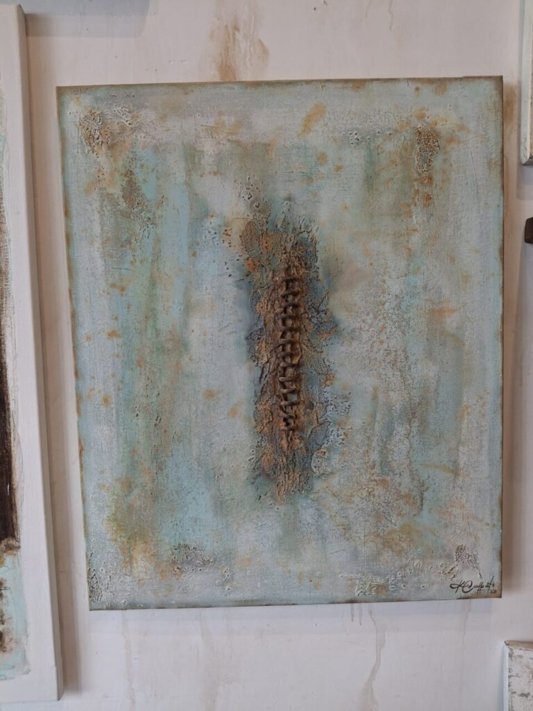 Obra de arte abstracta de Karina Cappato con texturas y colores suaves