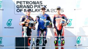 Joan Mir en el podio del Gran Premio de Malasia 2025
